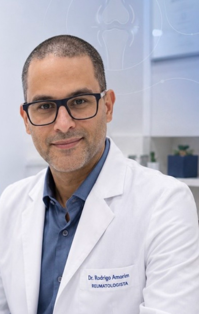 Retrato profissional do Dr. Rodrigo Amorim, médico reumatologista